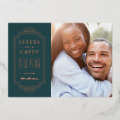 Carte Foil Deco pour le Nouvel An - Turquoise (Recto)