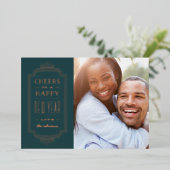 Carte Foil Deco pour le Nouvel An - Turquoise (Debout devant)