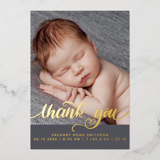 Carte Foil Faire-part de naissance pour garçon sur (Recto)