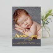 Carte Foil Faire-part de naissance pour garçon sur (Debout devant)