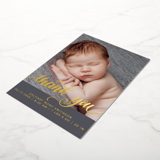 Carte Foil Faire-part de naissance pour garçon sur (Rotation)