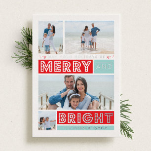 Carte Foil Gras Merry & Bright Holiday Photo Silve
