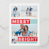 Carte Foil Gras Merry & Bright Holiday Photo Silve (Recto)