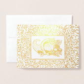 Carte Foil Invitation Cornucopia Thanksgiving Dine (Devant avec enveloppe)