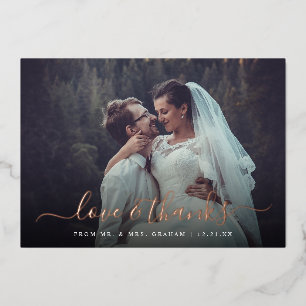 Carte Foil Love and Thanks Mariage Photo Overlay