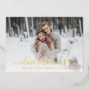 Carte Foil Love and Thanks Mariage Photo Overlay