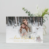 Carte Foil Love and Thanks Mariage Photo Overlay (Debout devant)
