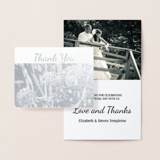 Carte Foil Mariage Floral Photo Merci (Affichage)