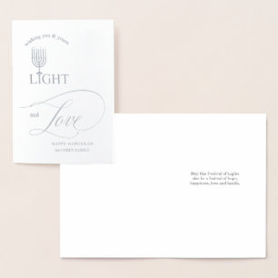 Carte Foil Minorah Hanoukka Light et Love