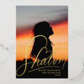 Carte Foil Photo Shalom Heart Hanoukka Holiday (Recto)