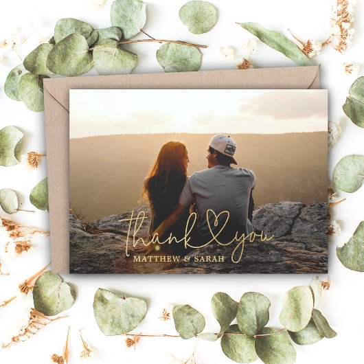 Carte Foil Réelle Mariage Coeur Merci