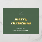 Carte Foil Sage Green Custom Company Logo Noël (Recto)