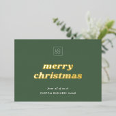 Carte Foil Sage Green Custom Company Logo Noël (Debout devant)