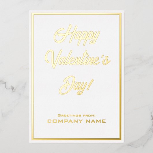 Carte Foil Valentine pour affaires blanc et or (Recto)