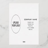 Carte Foil Valentine pour affaires blanc et or (Verso)