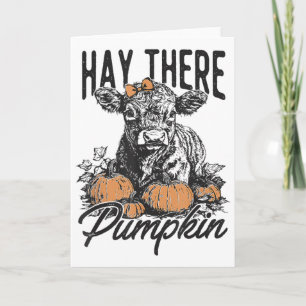 Carte Foin Il y a Citrouille Mignonne Vache Ferme Automn