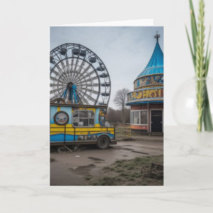 Carte Foire abandonnée Roue de Ferris vide et tente