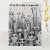 Carte Folded Editable Sad Aliens Farewell (Fleur jaune)