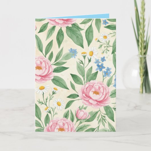 Carte Folded Greeting Card Blank Floral Spring Pattern (Devant)