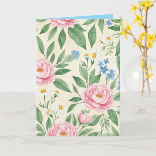 Carte Folded Greeting Card Blank Floral Spring Pattern (Fleur jaune)