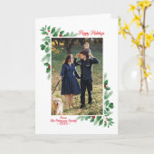 Carte Foliage d'hiver Joyeuses vacances Photo (Fleur jaune)