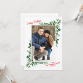 Carte Foliage d'hiver moderne Joyeux vacances photo (Devant/Arrière en situation)