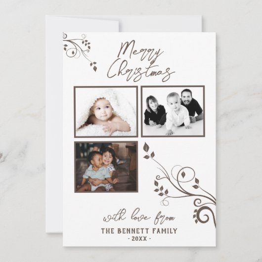 Carte Foliage moderne 3 Photo Collage Noël (Devant)