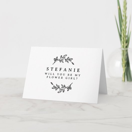 Carte Foliage Noir Wreath Serez-Vous Ma Fille Fleur (Devant)