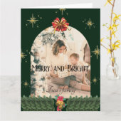 Carte Foliage vert en arc saison de photo joyeux noël (Fleur jaune)