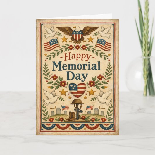 Carte Folk Art Americana Memorial Day (Devant)
