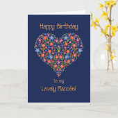Carte Folk Art Floral Heart Birthday Card pour Fiancée (Fleur jaune)