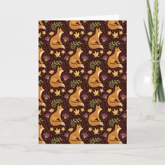 Carte Folk Foxes Greeting Card (Devant)