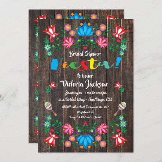 Carte folklorique Fleur Fête des mariées Fiesta me (Devant / Derrière)