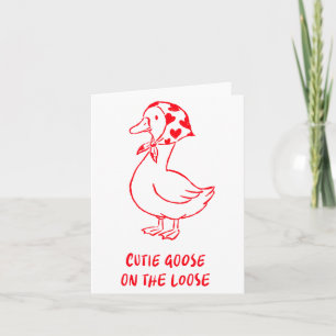 Carte Folle Oie Saint-Valentin Cœurs Bandana Mignonne Ba