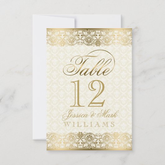 Carte Fond beige avec dentelle dorée (Devant)