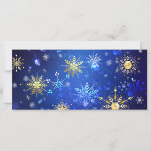 Carte Fond bleu de Noël avec flocons d'or