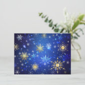 Carte Fond bleu de Noël avec flocons d'or (Debout devant)