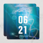 Carte Fond de mariage bleu bokeh moderne (Devant / Derrière)