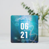 Carte Fond de mariage bleu bokeh moderne (Debout devant)