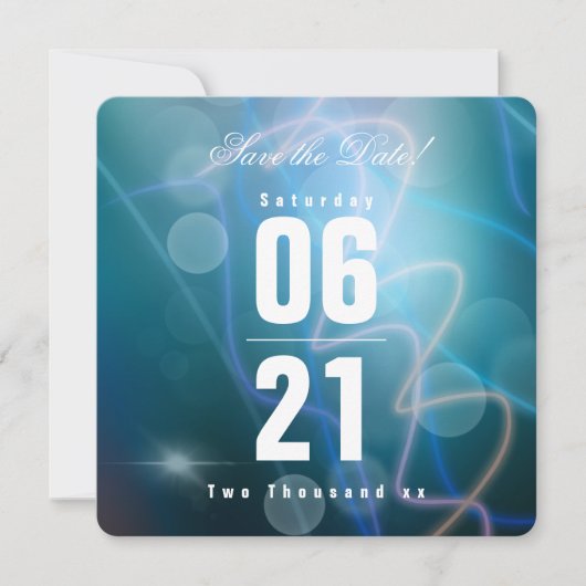 Carte Fond de mariage bleu bokeh moderne (Devant)