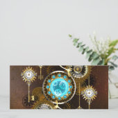 Carte Fond rouillé Steampunk avec verres turquoise (Debout devant)