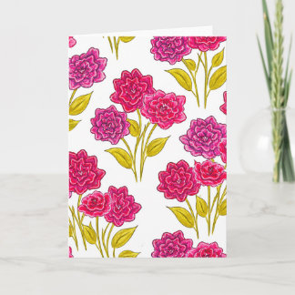Carte Fond uni à motif floral rose vif