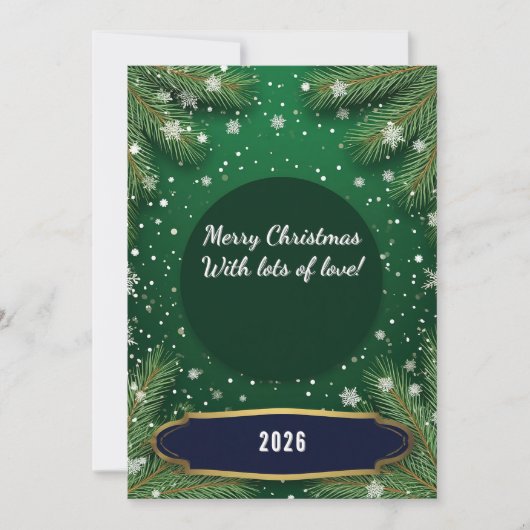 Carte Fond vert de Noël avec branches de pin (Devant)