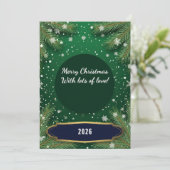Carte Fond vert de Noël avec branches de pin (Debout devant)