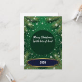 Carte Fond vert de Noël avec branches de pin (Devant/Arrière en situation)