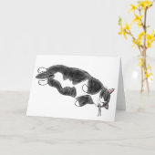 Carte FooFooCat : Chat enorme paresseux de smoking (Fleur jaune)