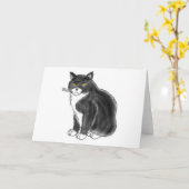 Carte FooFooCat : Chat pelucheux enorme de smoking (Fleur jaune)