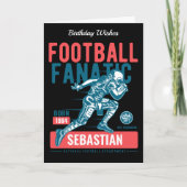 Carte Football Anniversaire Rétro Noir Rouge bleu Touchd (Devant)