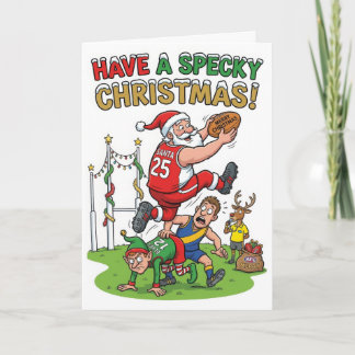 Carte Football Australien à Règles Santa – Specky Noël
