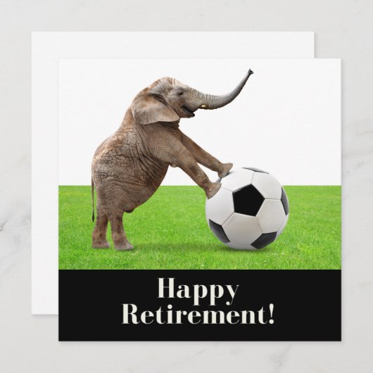 Carte Football heureux retraite avec éléphant (Devant / Derrière)